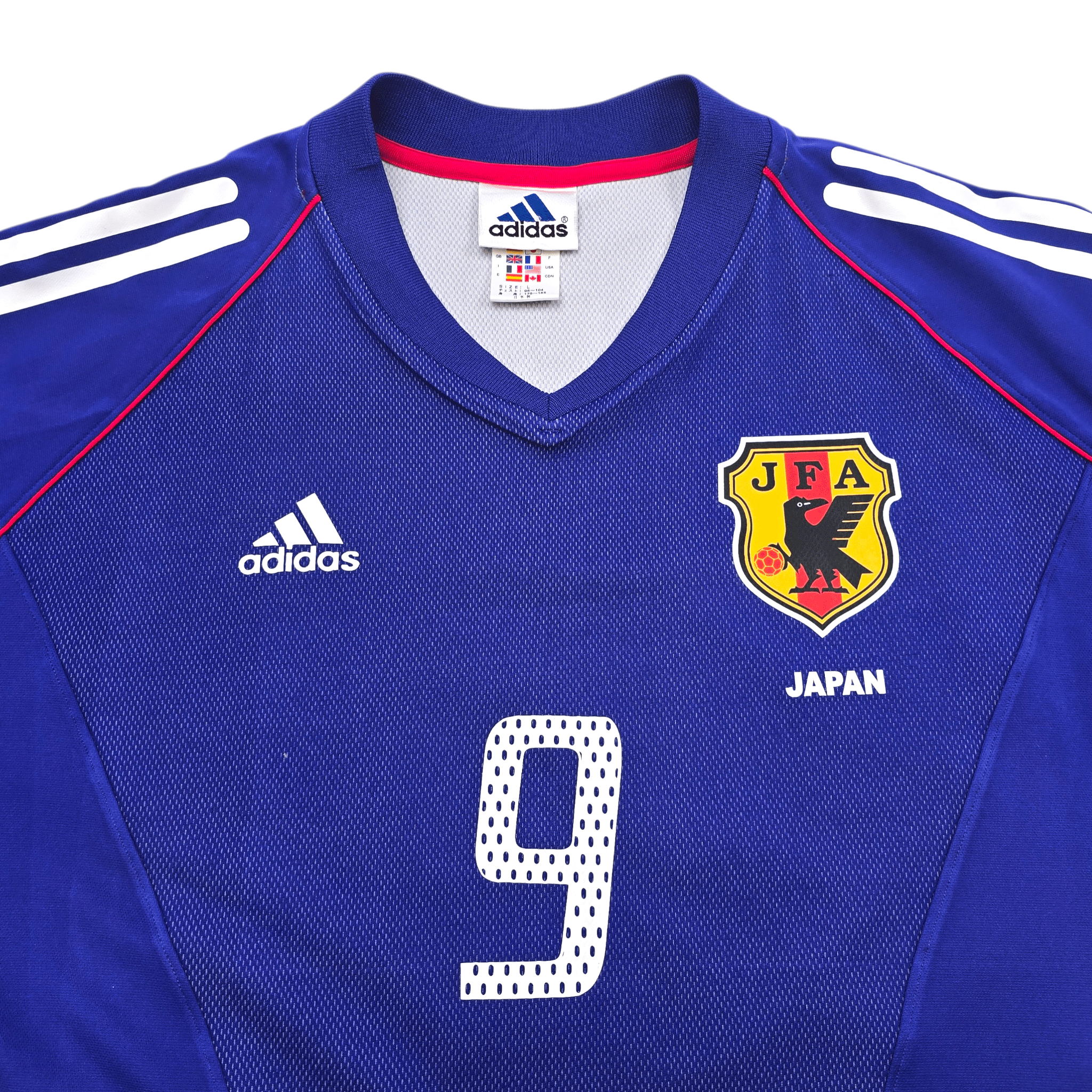 2002-04 Japan Home Shirt (L) Adidas #9 Nishizawa - World Cup Era