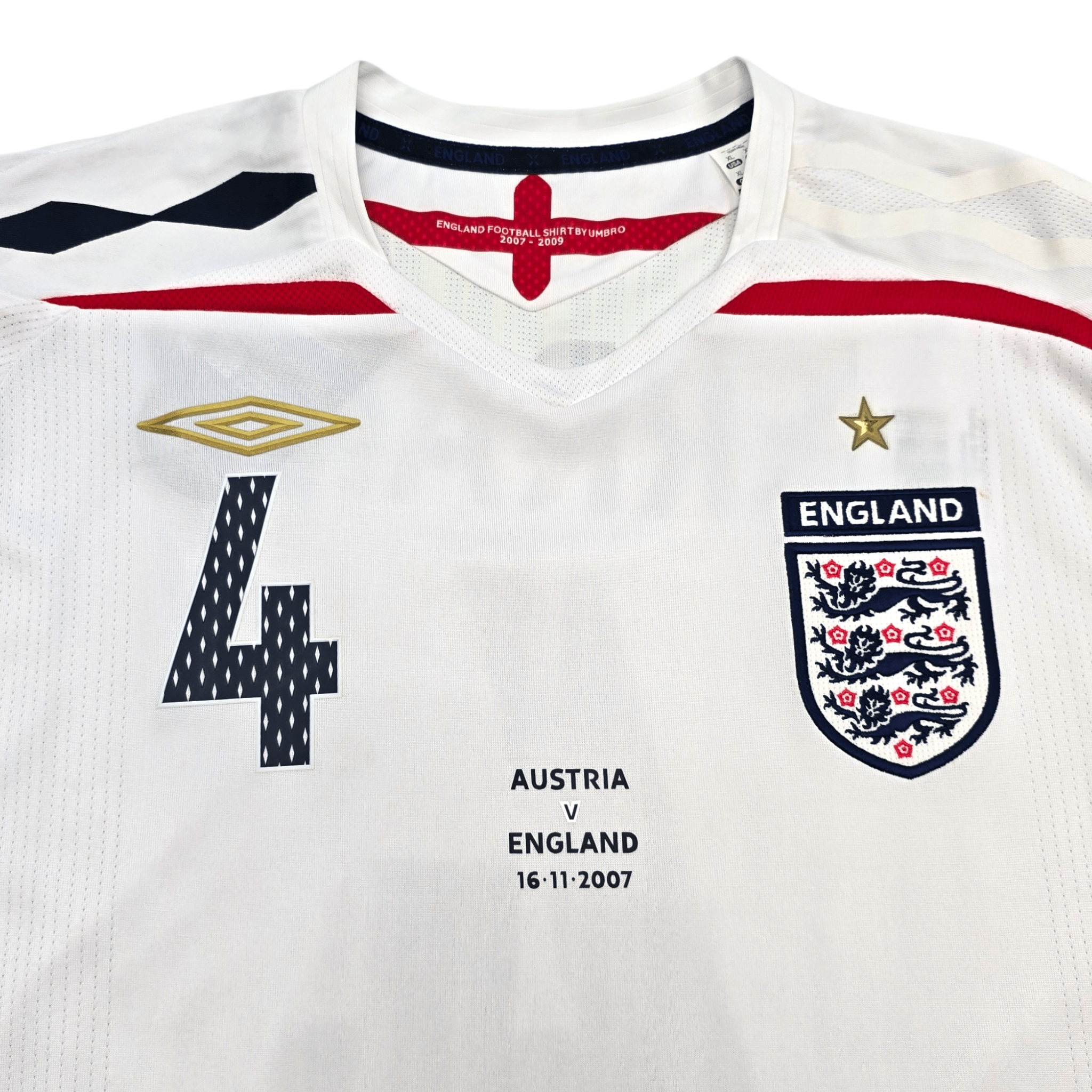 2007-09 England Home Shirt XL Umbro #4 Gerrard (BNWTs)