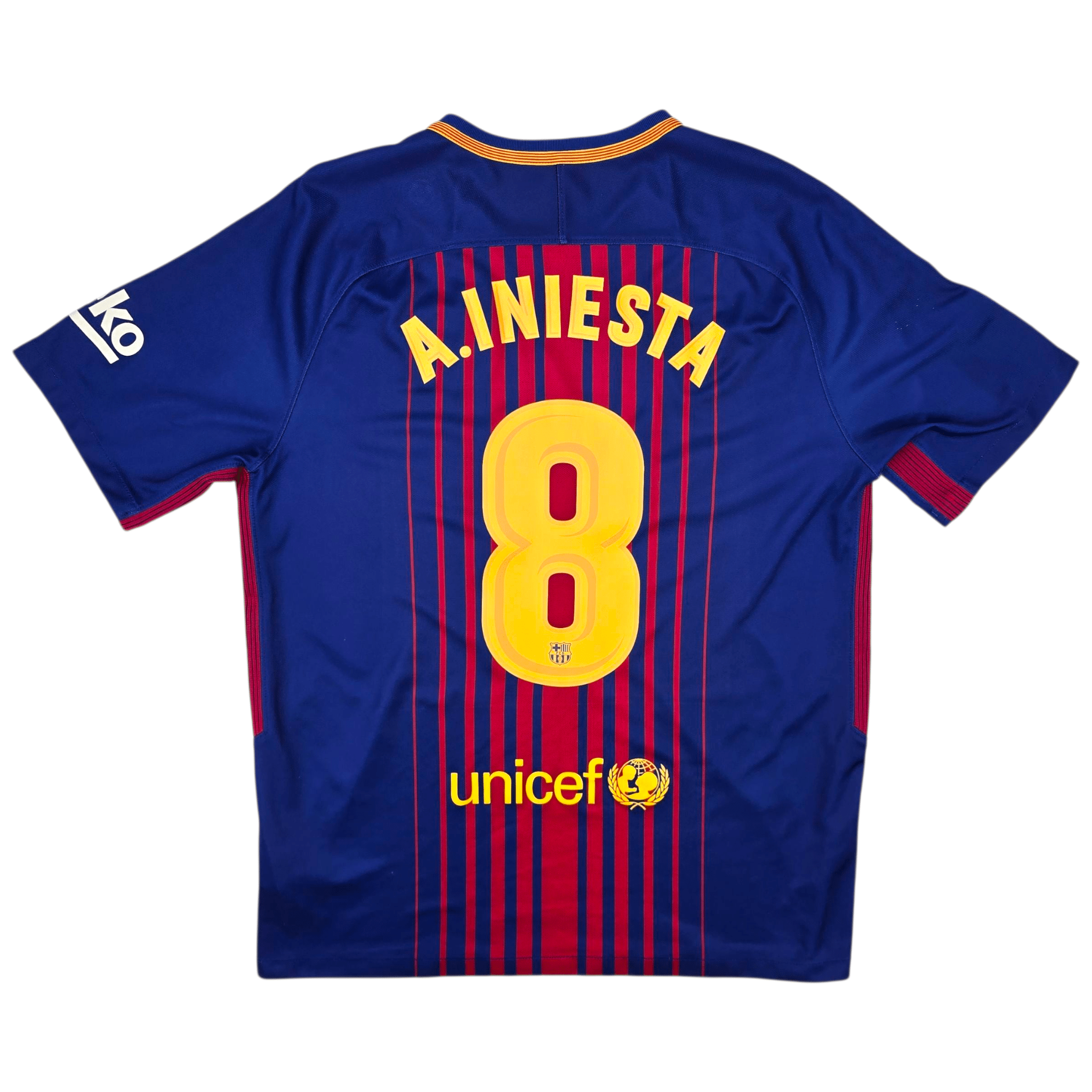 2017/18 Barcelona Home Football Shirt (M) Nike #8 Iniesta