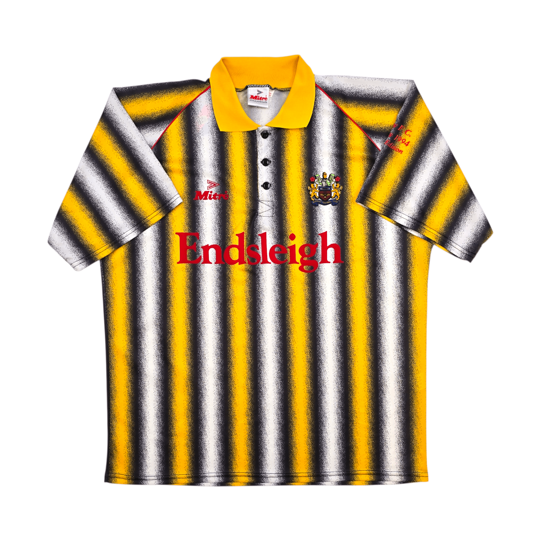 1993/94 Burnley Away Football Shirt (2XL) Mitre - Promotion Season