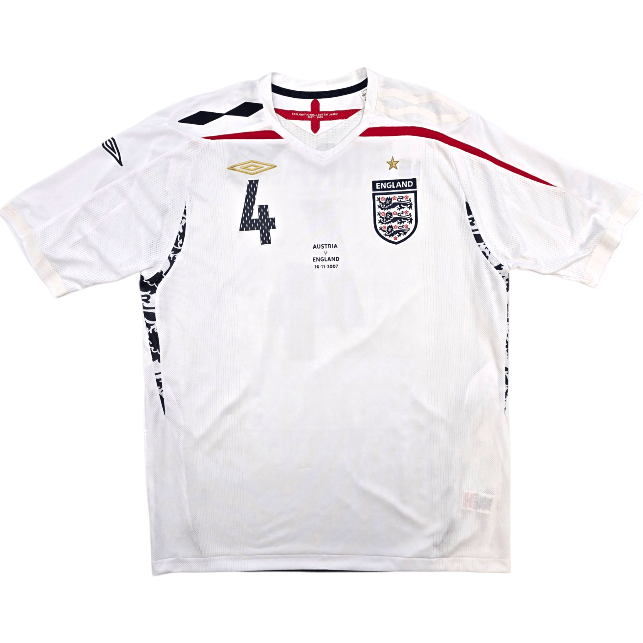 2007-09 England Home Shirt XL Umbro #4 Gerrard (BNWTs)