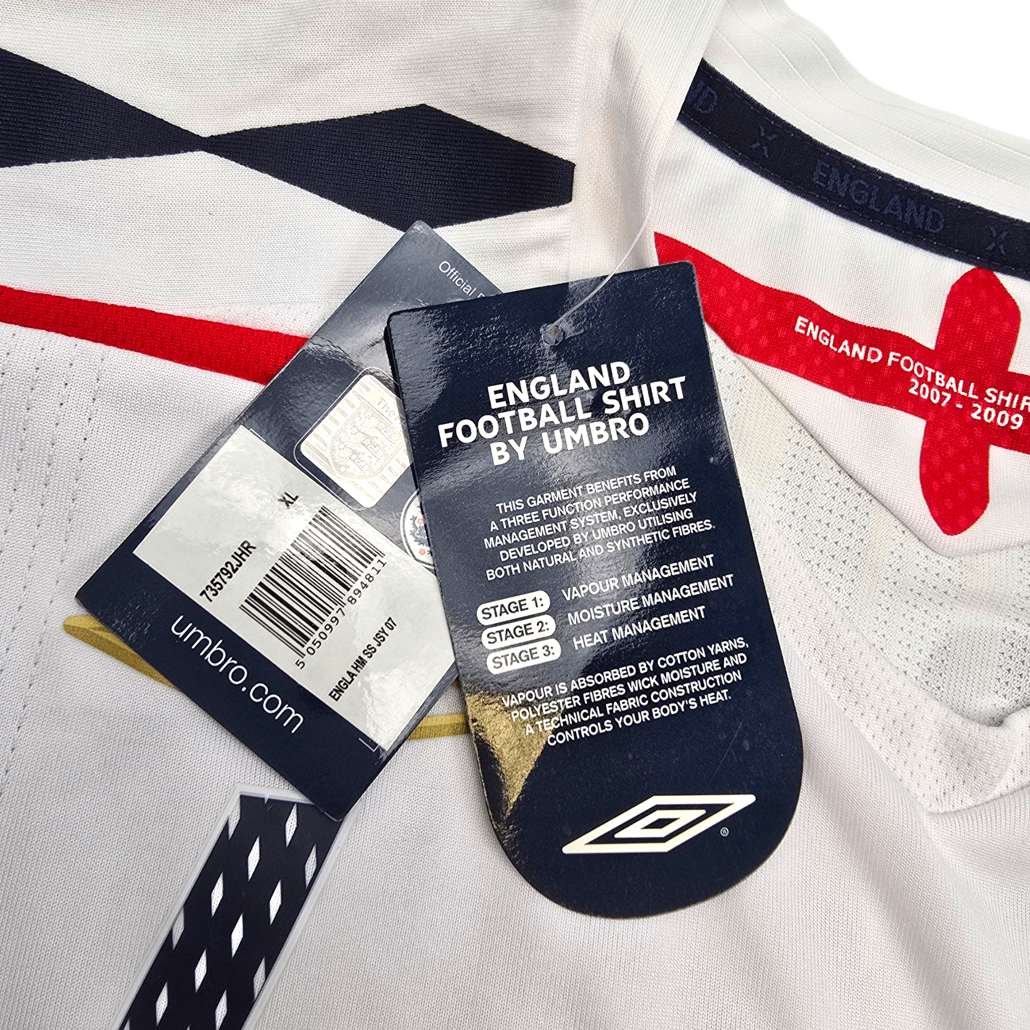 2007-09 England Home Shirt XL Umbro #4 Gerrard (BNWTs)