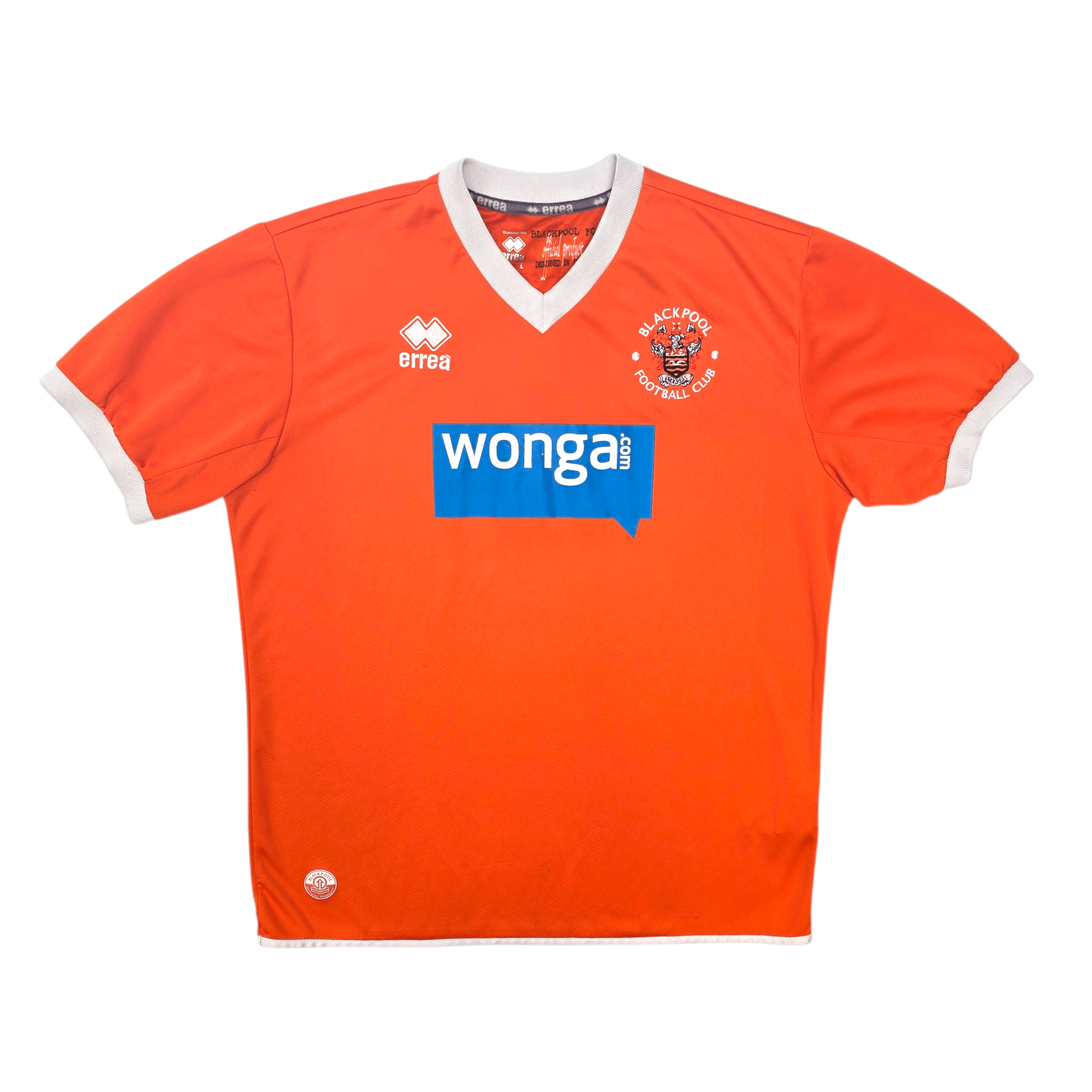 2013-15 Blackpool Home Football Shirt (Large) Errea - The Seasiders Championship Era