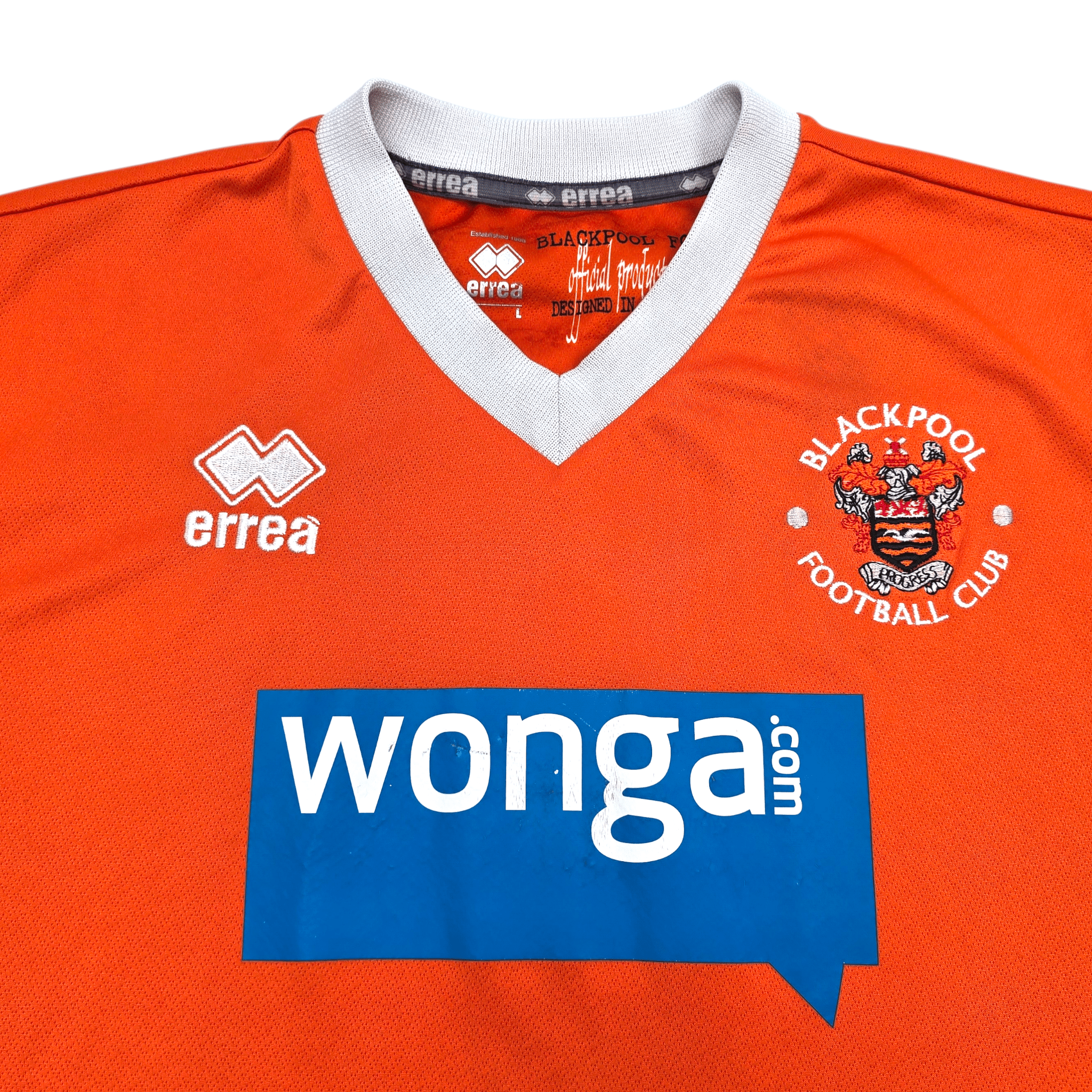 2013-15 Blackpool Home Football Shirt (Large) Errea - The Seasiders Championship Era