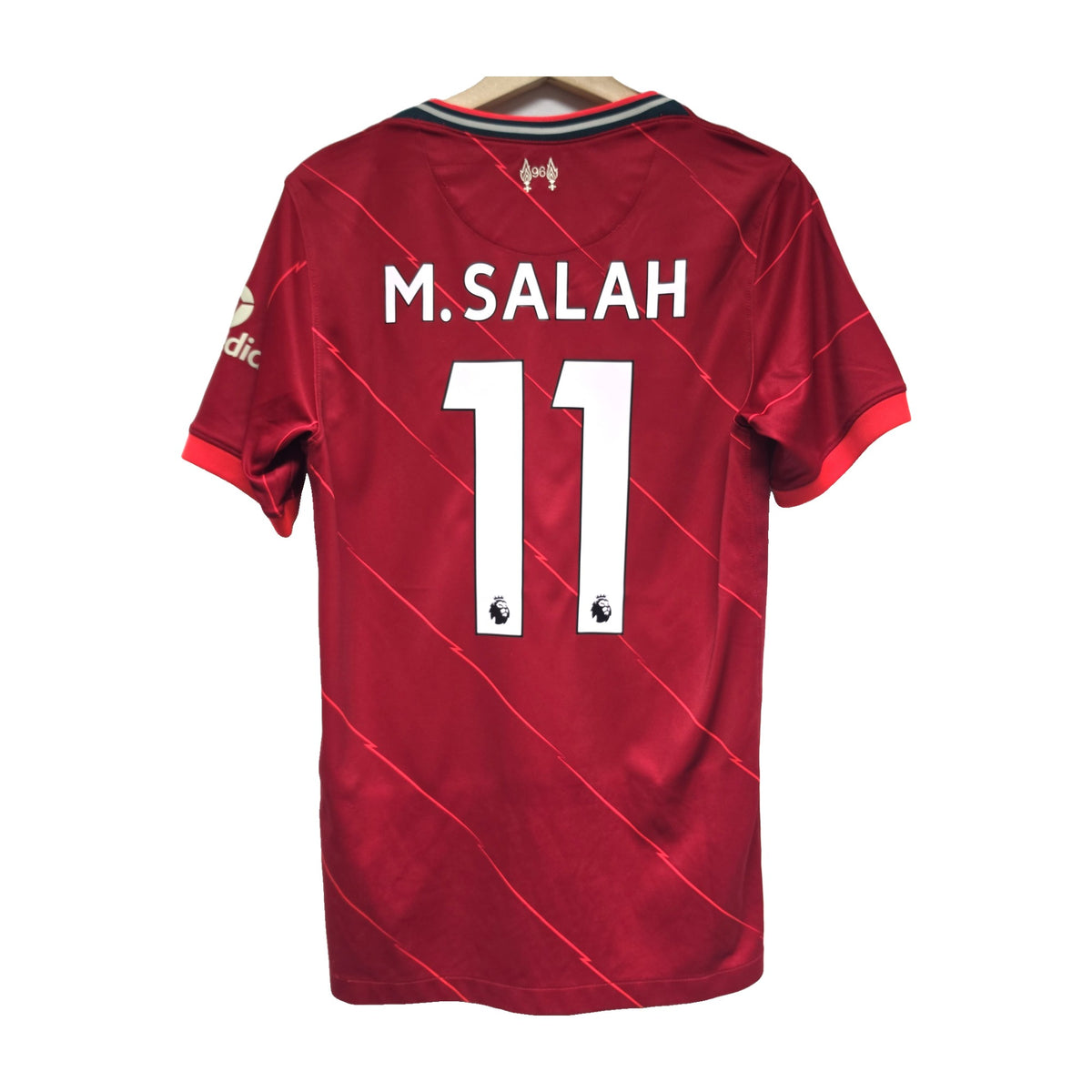 Liverpool 2021/22 home shirt, back with M. Salah 11 print