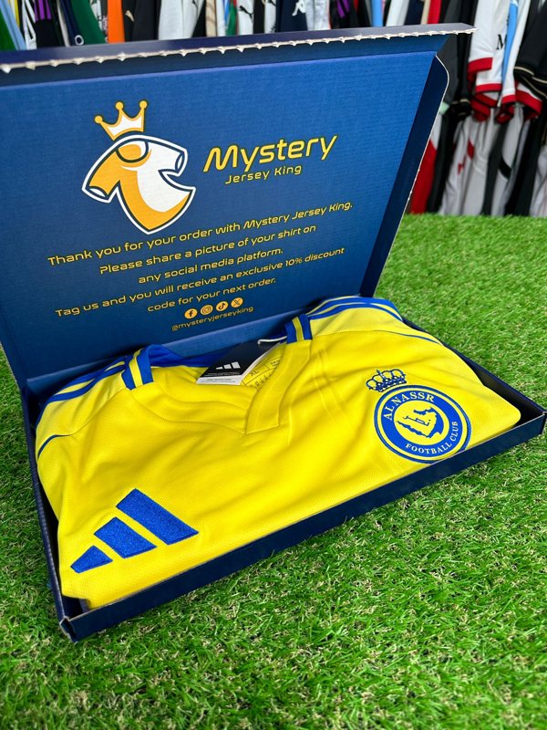 Genuine Al Nassr football shirt revealed in a Men's Mystery Football Shirt Box
